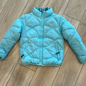 North face puffer jacket light blue teal color size s 7/8